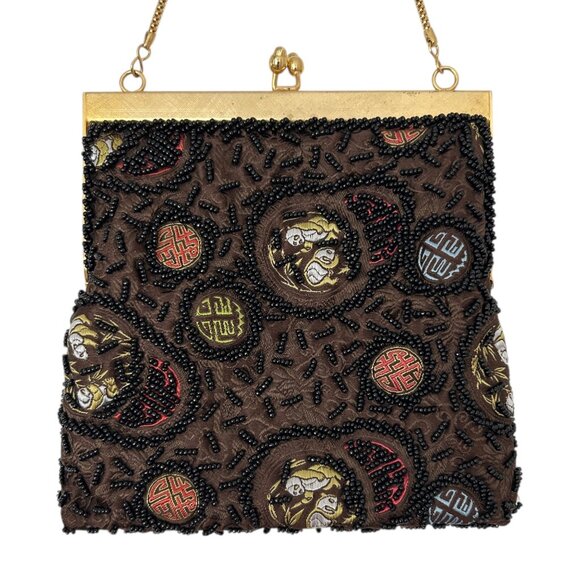 Mister Ernest Vintage Y2K Beaded Embroidered Gold Chain Handbag Purse - Picture 2 of 13